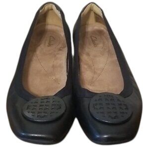 Clarks Artisan Candra Blush Black Leather Slip On Ballet Flats Classic - Size 8M